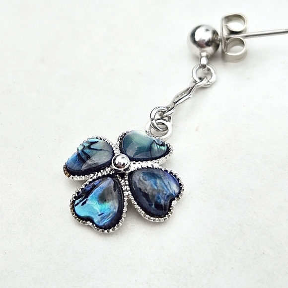 Blue Flower Drop Earrings - Picture 6 of 8